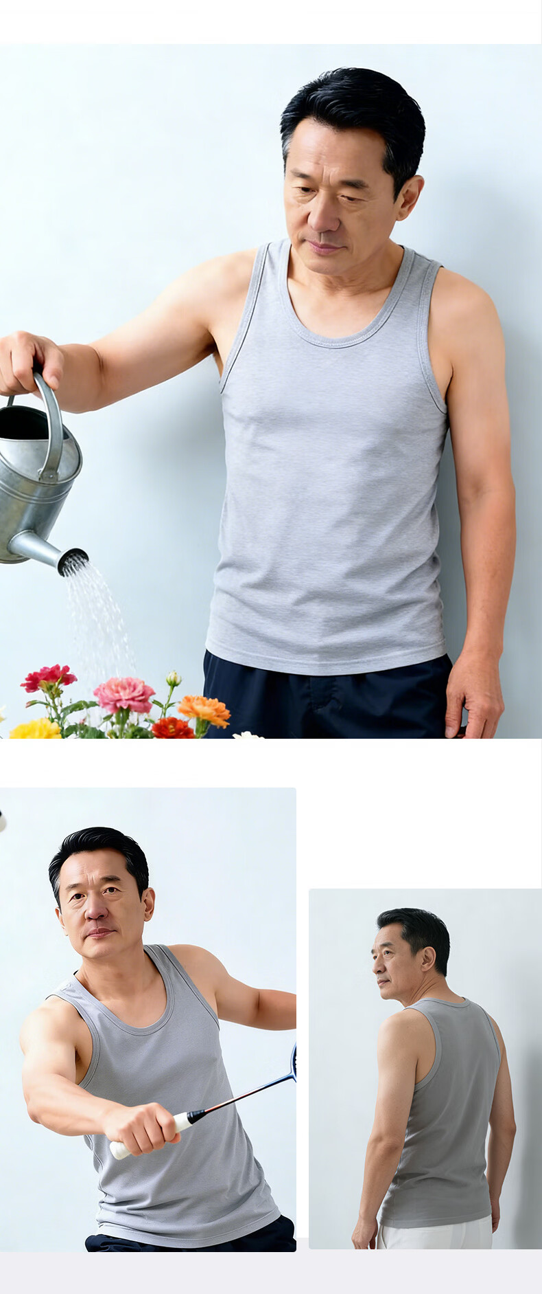 Hengyuanxiang [100% Pure Cotton] Sleeveless Tank Top for Men, Antibacterial, Middle-Aged And Elderly, Slim-Fit, Athletic Undershirt Vest 16