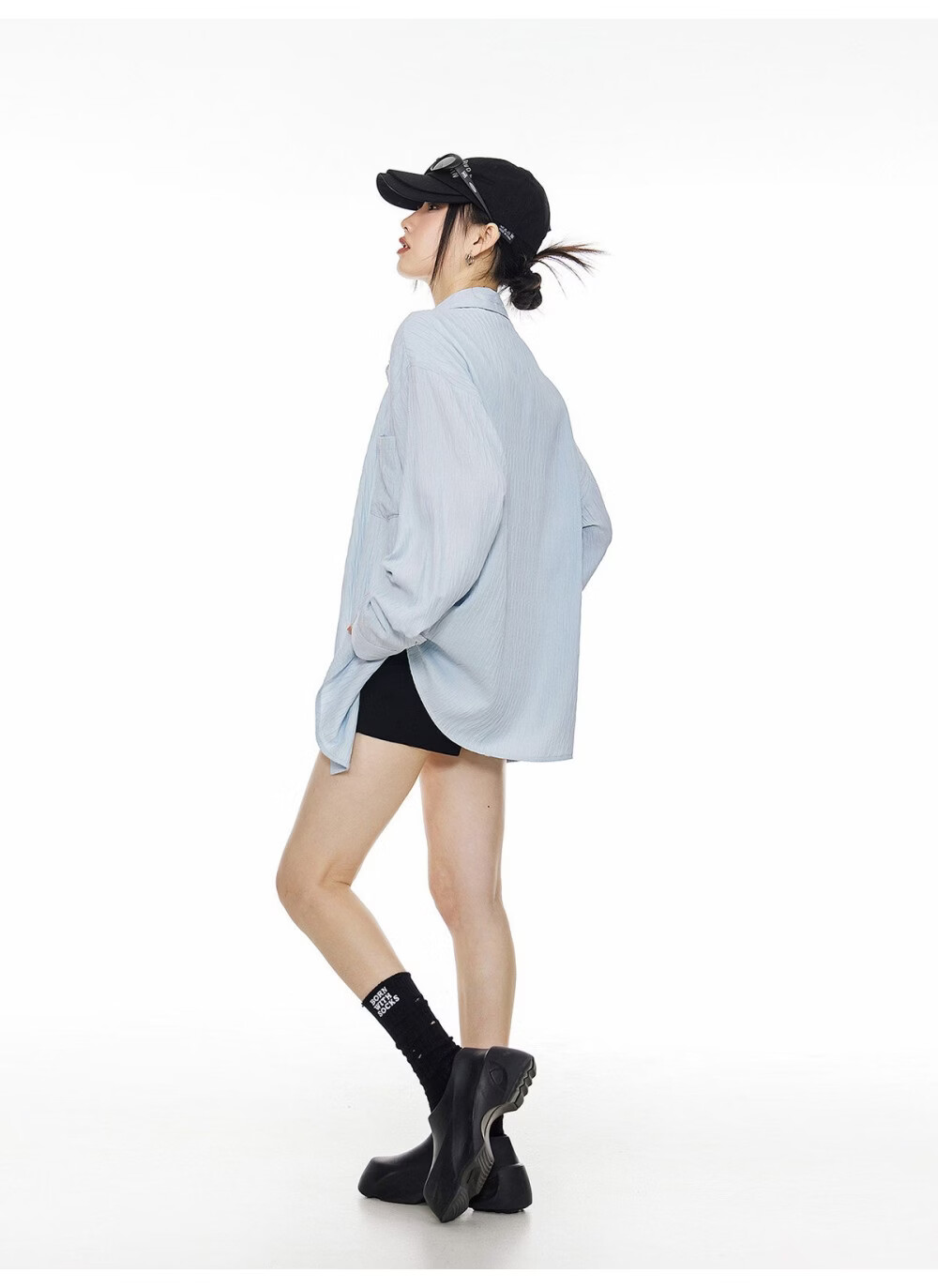 ICH MODE American Texture Physical Sunscreen Long Sleeve Shirt Women 2026 New Summer Premium Shirt Light Blue S 11