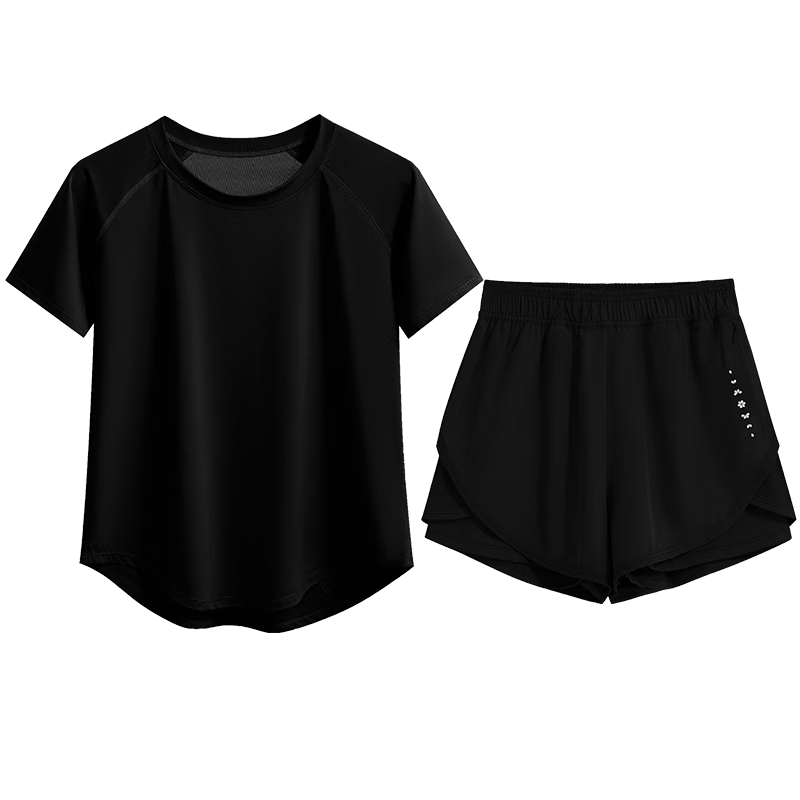 Baisirong High Elasticity Quick-Dry Short Sleeve Yoga Set for Women Lightweight Breathable Anti-Exposure Fitness Running Sportswear