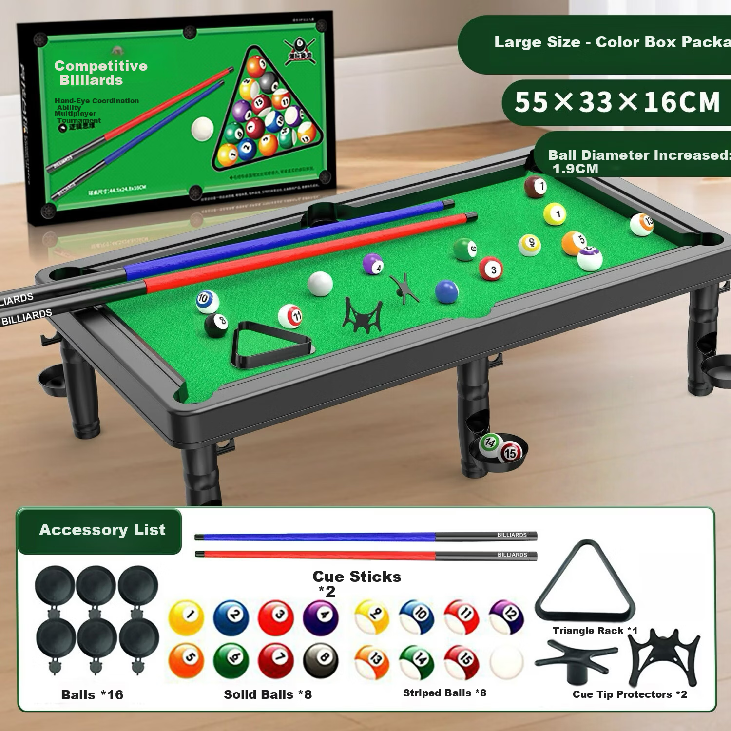 Aibilu Kids Mini Billiards Table Toy Home Pool Table Educational Game for Boys Parent-Child Interaction Birthday Gift 1