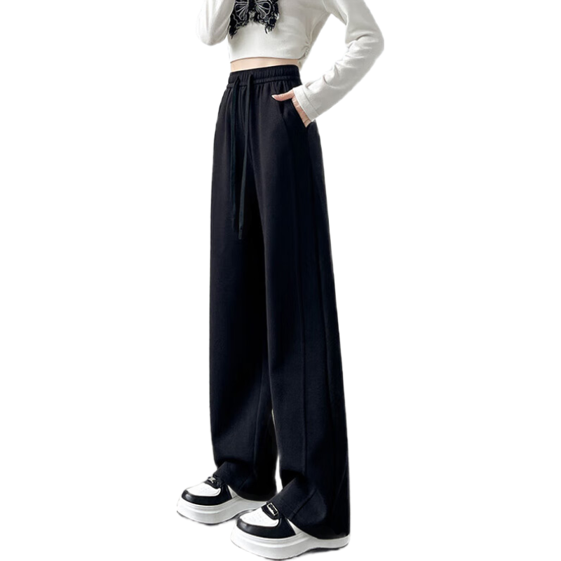 Langsha Women's Sports Pants Spring and Autumn High Waist Slim Fit Spliced Banana Pants Loose Slim Casual Sweatpants Versatile Wide-Leg Pants