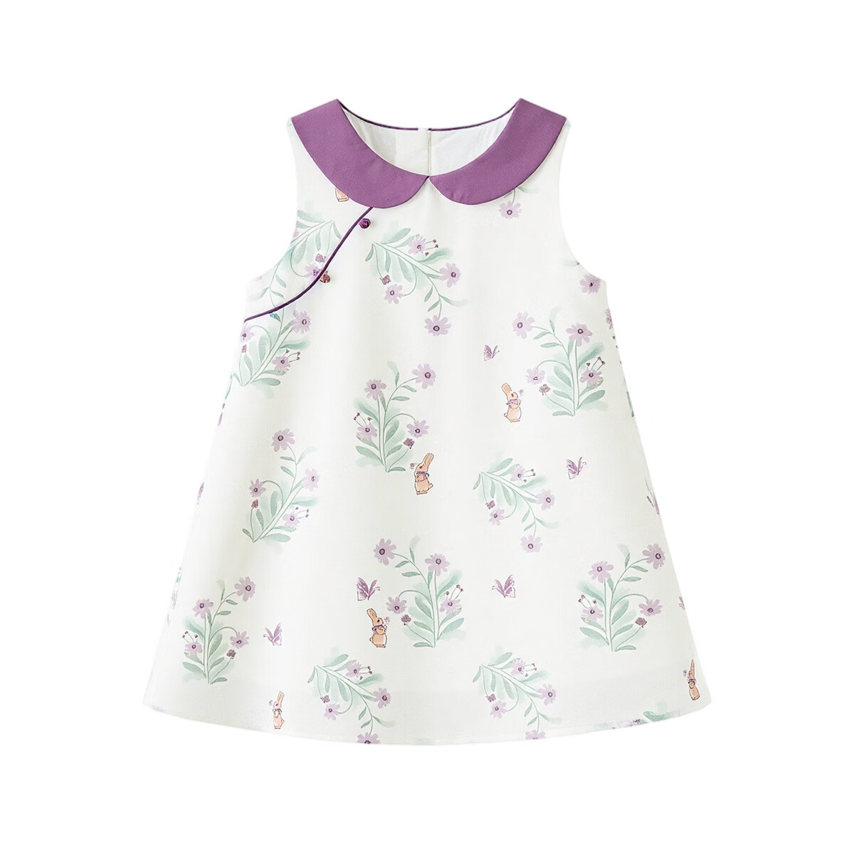 ASK JUNIOR Kids Summer Dress Toddler Colorblock Doll Collar New Chinese Style Dress 7