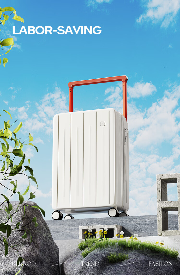Fandia Wide Rod Luggage Unisex Multifunctional Leather Suitcase Password Travel Carry-on Snow Mountain Silver 20 Inch 3