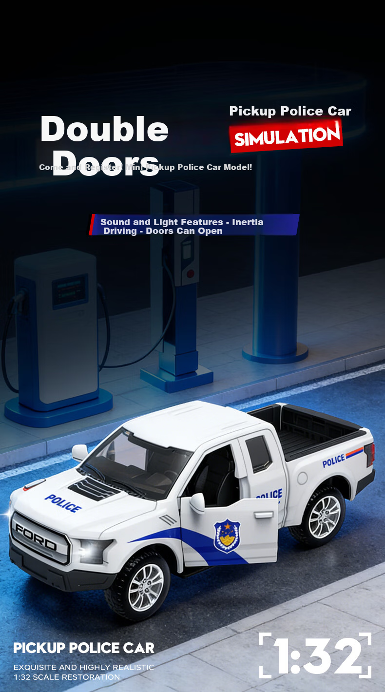Honey Joy Kids Inertia BMW Police Car Toy for Boys Ages 3-6 with Doors and Lights Children's Day Gift 1