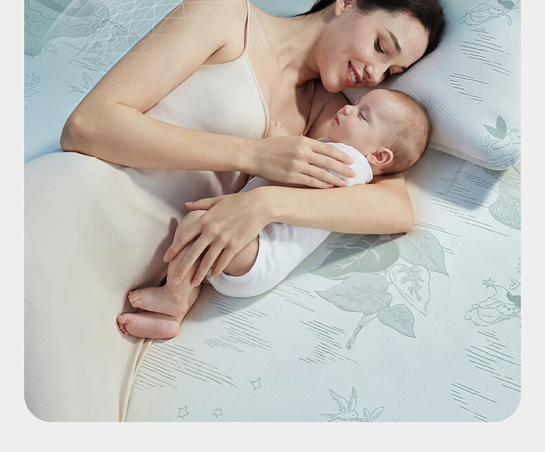 Babycare Adult Antibacterial Cooling Mat Baby Breathable Large Size Whale Party Green with Pillowcase 200×180CM 10