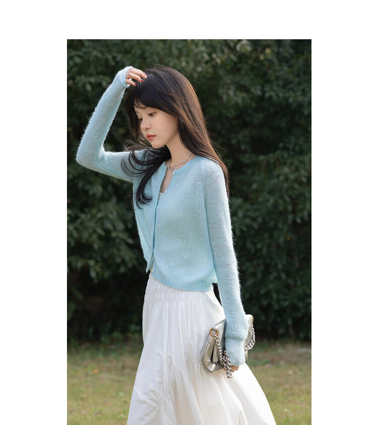 MT Semi-Sheer Style Spring Soft Dopamine Socialite High Elasticity Slimming Knit Top for Women 8