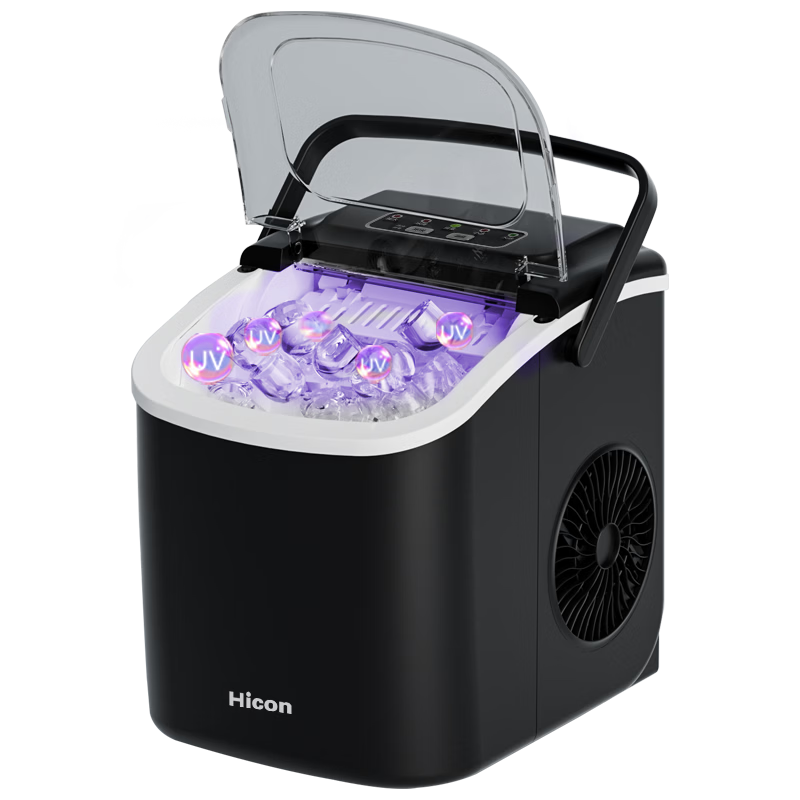 Hicon Ice Maker, Home Mini Ice Machine, Small Dorm Automatic UV Disinfection, 15KG Bullet Ice Cube Making Tool, Small Appliance