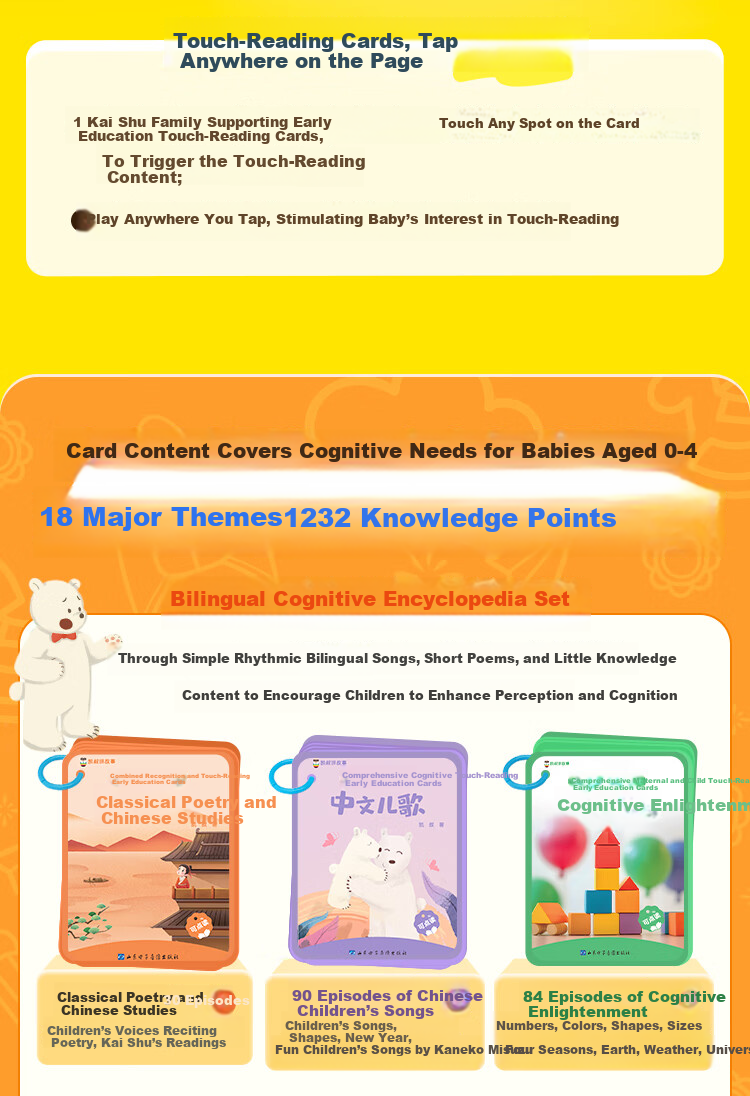 Kaishu Storytelling Multidimensional Cognitive Encyclopedia Set (Early Education Machine + 18 Card Sets) Toy for Boys and Girls New Year Birthday Gift 4