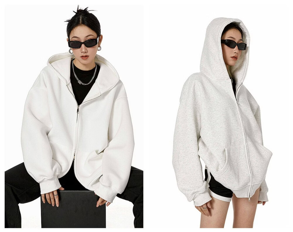 ICH MODE Women's American Style Hoodie Jacket 2026 Spring Autumn New Loose Fit Zip-up Lazy Long Sleeve Top Black S 28