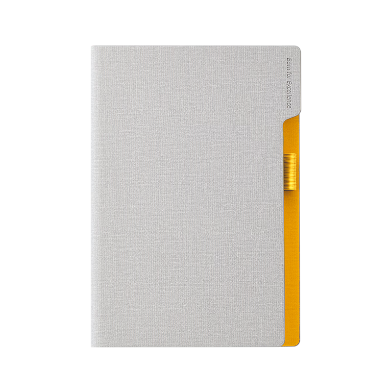KACO MEMORY II Hard Cover Notebook A5/96 Pages/8mm Ruled (Gray/Yellow) Customizable Logo