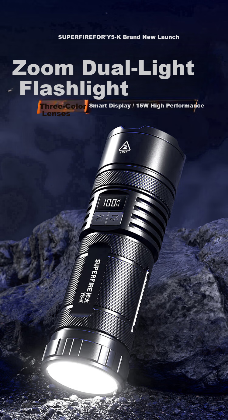 SupFire High-Power Flashlight Long Battery Life Outdoor Survival Ultra-Bright Lumen Home Outdoor Lighting Emergency Long-Range Spotlight 1