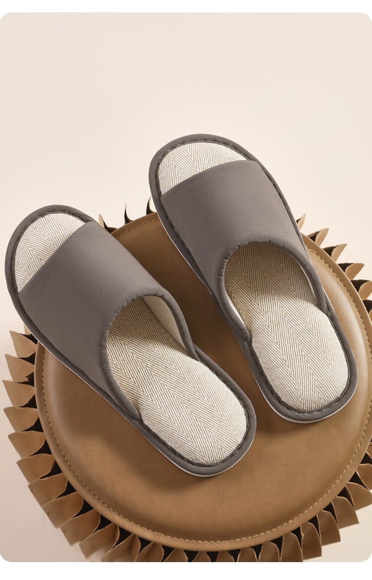 Jiayi Linen Slippers Unisex Lightweight Simple Breathable Home Four Seasons Gray 37-38 JY923 6