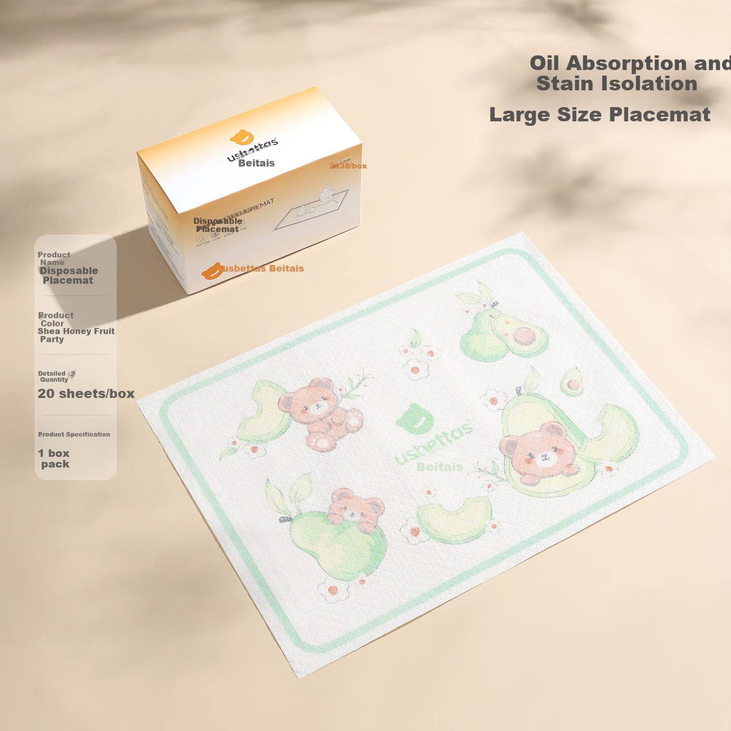 Betis Disposable Baby Placemat Portable Outdoor Table Mat Infant Oil-proof Waterproof Kids Placemat High Chair Tablecloth