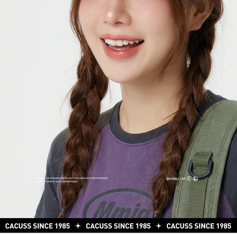 CACUSS Colorblock Baseball Cap for Women Spring New Letter Embroidered Vintage American Sunshade Slim Face Blue-Purple 2