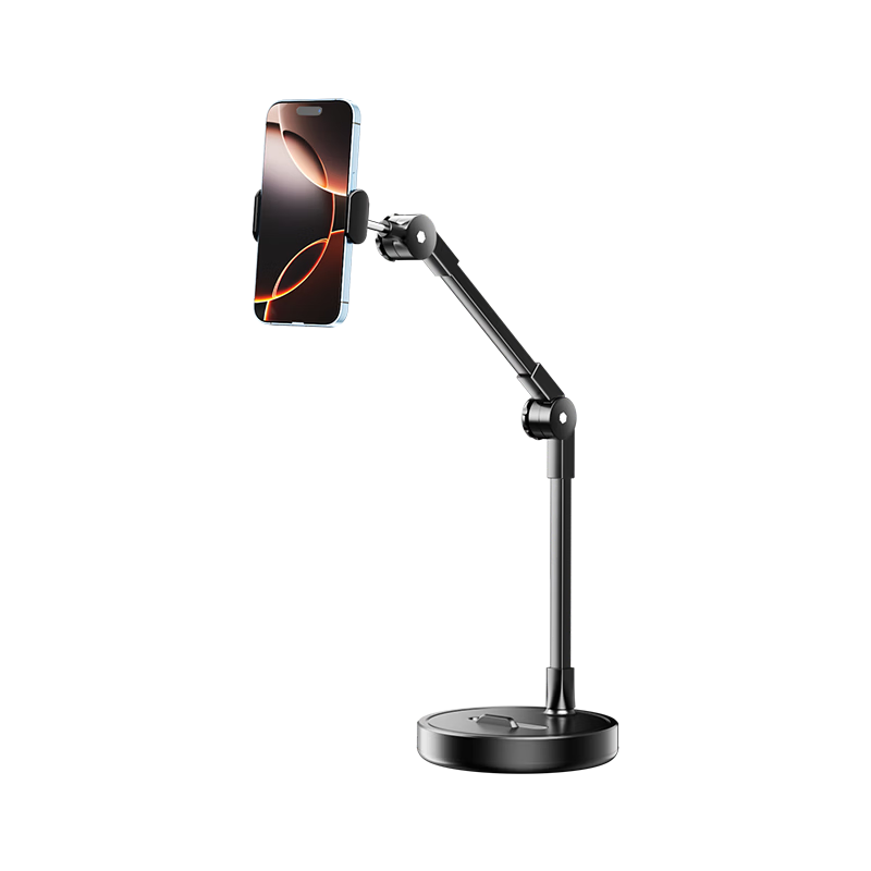 Zitai Adjustable Dual-Phone Holder Desk Mount Carbon Steel D55 Black for Live Streaming Video Recording and Online Classes