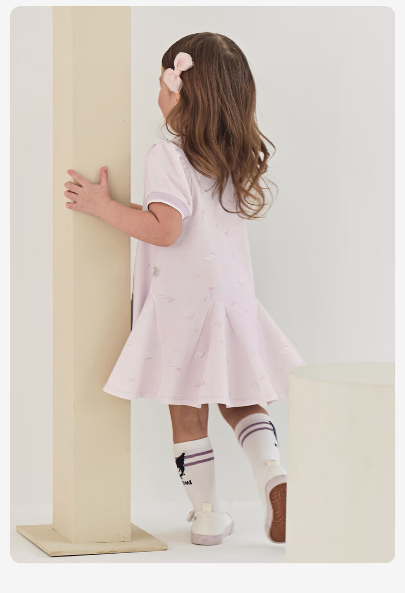 DAVE & BELLA Kids Knitted Polo Dress Girls' School Style Summer Dress Class A 11