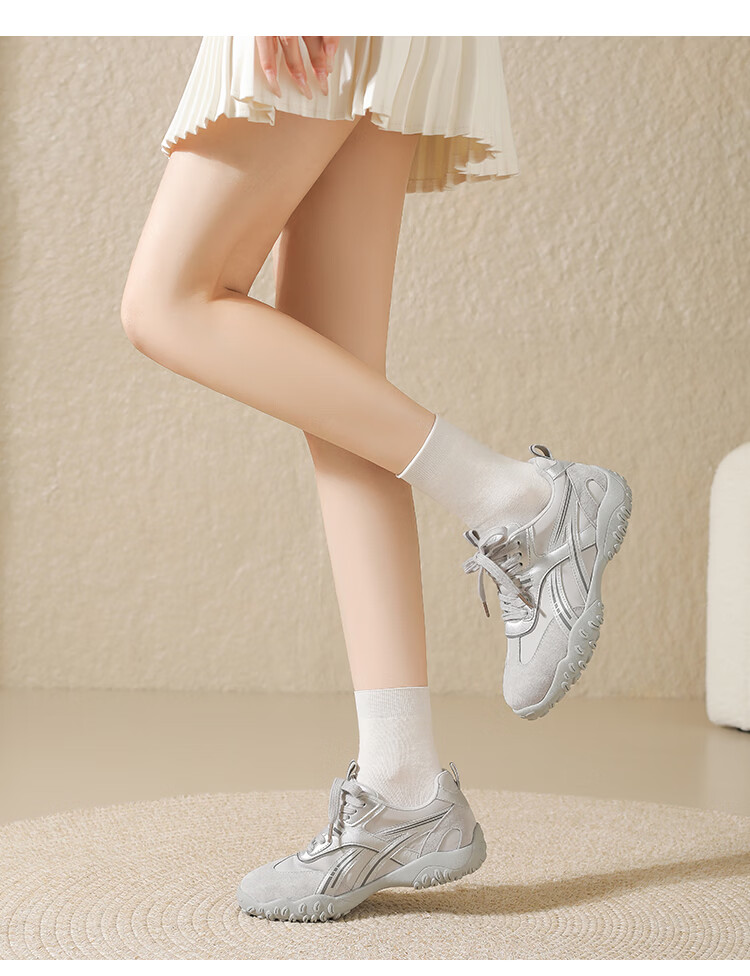 ZHR First Layer Pigskin Training Shoes Women 2026 New Height Increasing Sports Casual Shoes QS107 Beige Size 38 8
