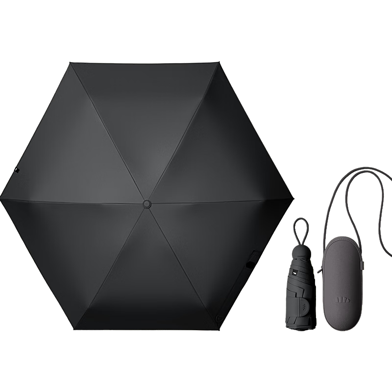 Beneunder UV Protection Folding Black Coated Capsule Sun and Rain Umbrella BM525 Charcoal Black