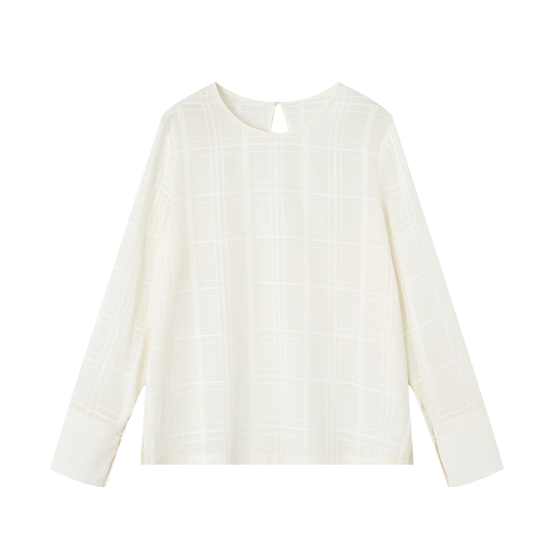 Demana [Cool Narrative] Spring Urban Elegant Round Neck Plaid Shirt Loose Fit Petite Women's Blouse