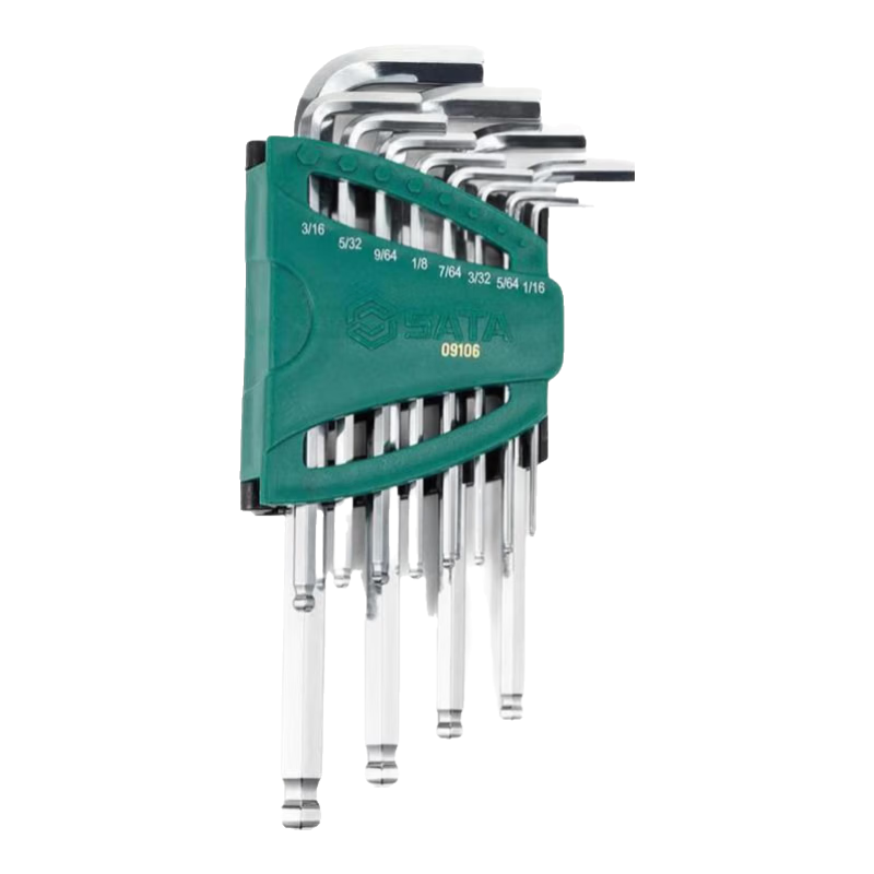 SATA 12pcs Imperial Long Ball End Hex Key Wrench Set 09106