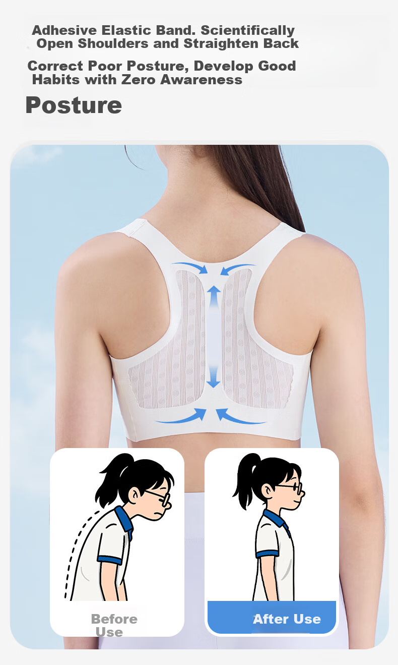 Jiusuibian Posture Correction Children's Underwear Girls 12-15 Years 7A Antibacterial Mesh Thin Girl Sports Bra PE Class Sports Vest 9