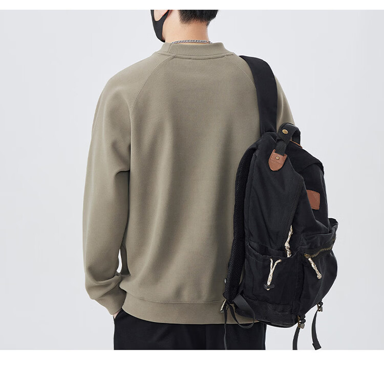 JEEP Men's Heavyweight Long Sleeve Sweatshirt Spring Autumn Loose Embroidered Base Shirt Earth Tone XL 14