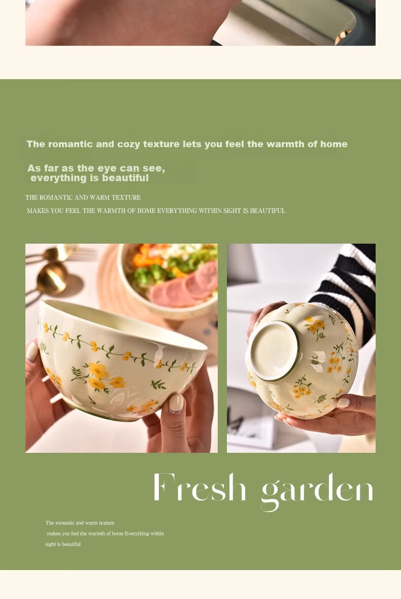 Pearson Creamy Ceramic Bowls Set of 4, 6-Inch Luxury Underglaze Painted Soup Noodle Bowls for Home 9
