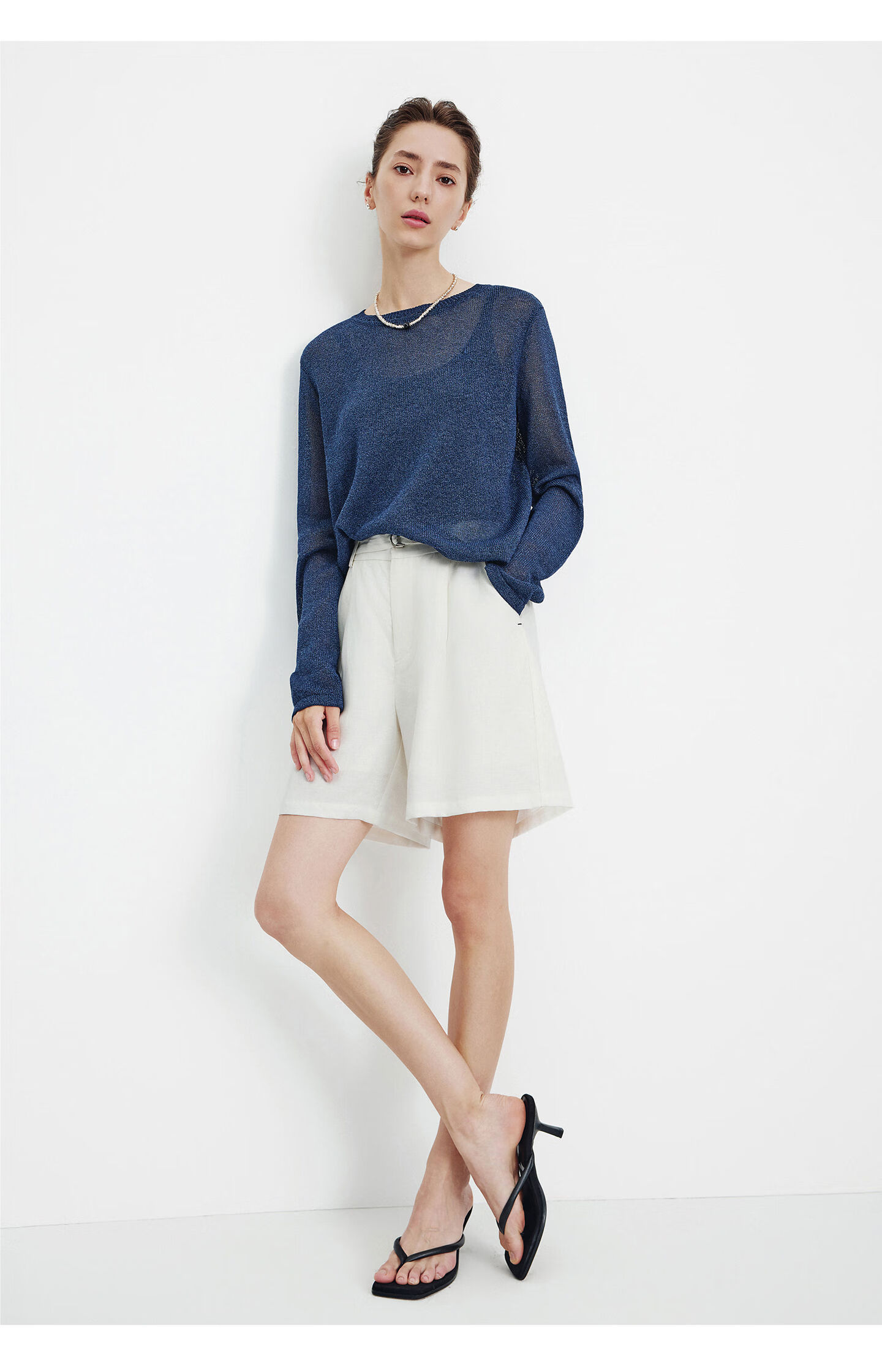 Navigare Fashion Week Same Style Small Sailboat 26 New Women's Lightweight Knit Round Neck Hollow Out Sweater Top 2314006501 42