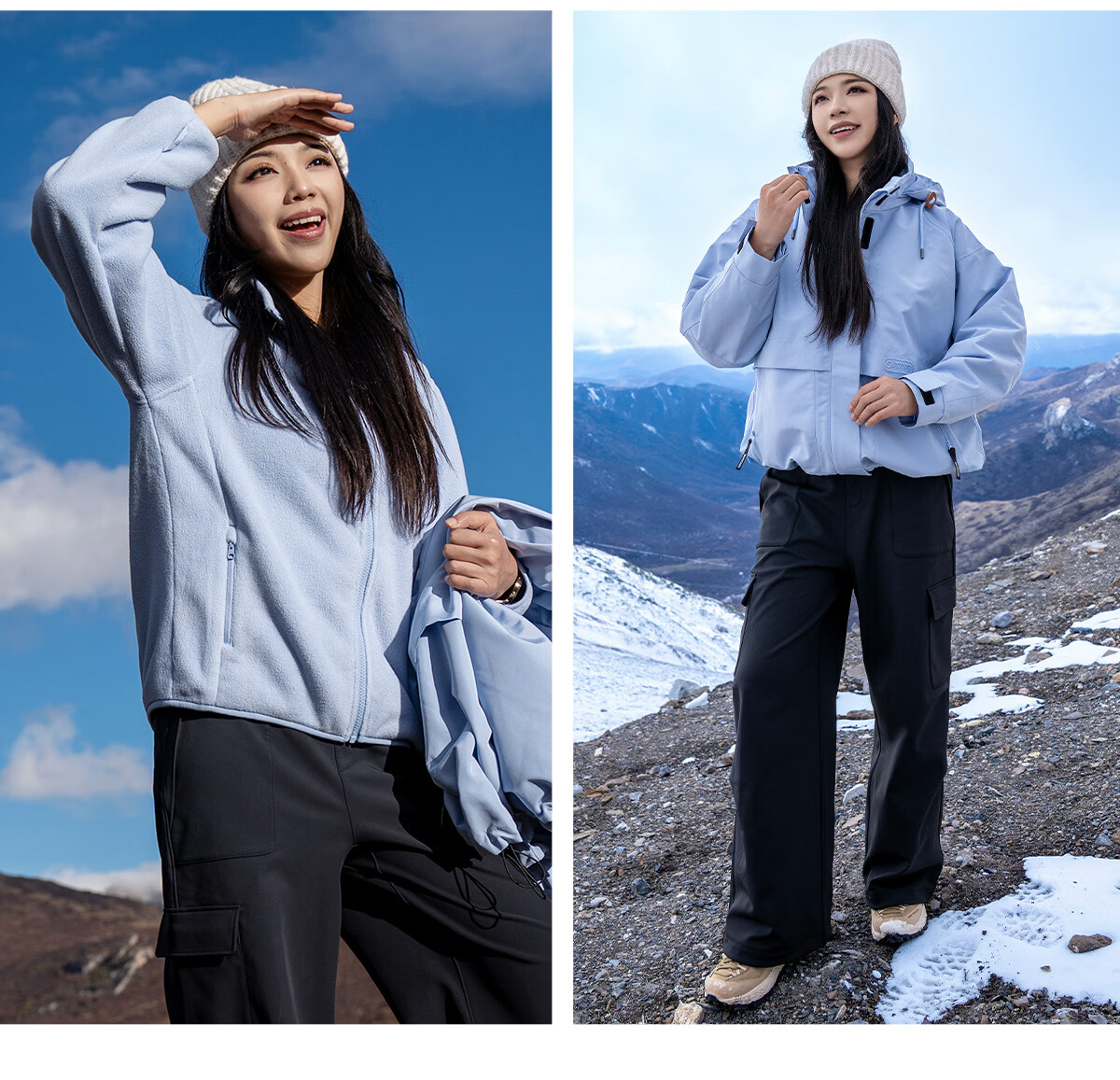 OUTDOOR PRODUCTS [Huangmeirou] Functional Three-In Fleece Jacket for Women, Windproof Coat, Xuanyi Purple 21