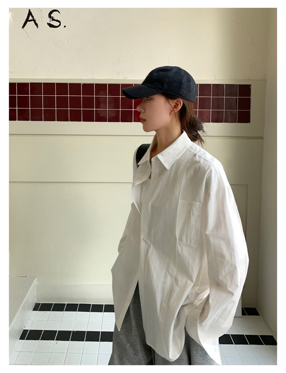 ICH MODE "Chic Subtlety" Fashion Design Relaxed Fit Long Sleeve Shirt Thin Jacket Women White S 14