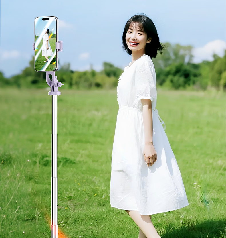 Suoying [2026 New] Selfie Stick Phone Holder Floor Tripod Live Streaming Stand 360° Rotation Anti-Shake Auto Tracking Travel Compact Portable Concert Photography 20