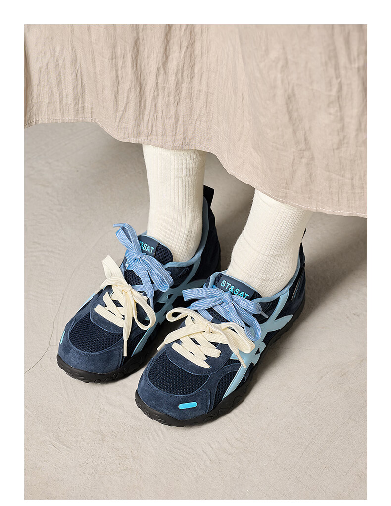 Saturday Blue Women's Training Shoes 2026 New Summer Internal Height Increase Lightweight Breathable Retro Ballet Agan Casual Sneakers 5