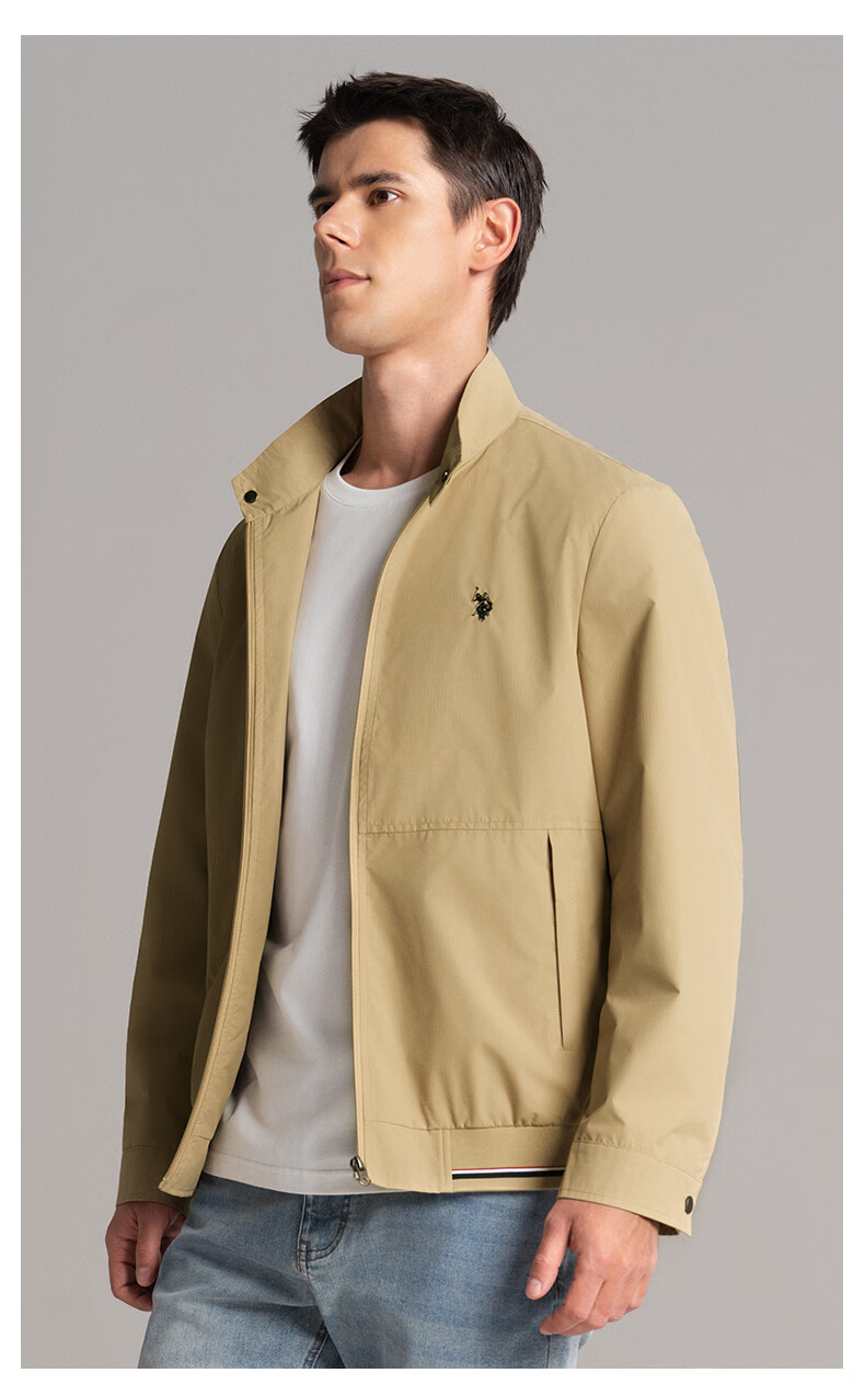 U.S. POLO ASSN. Men's Autumn Business Casual Baseball Collar Jacket High-End Windproof Commuter Coat 14