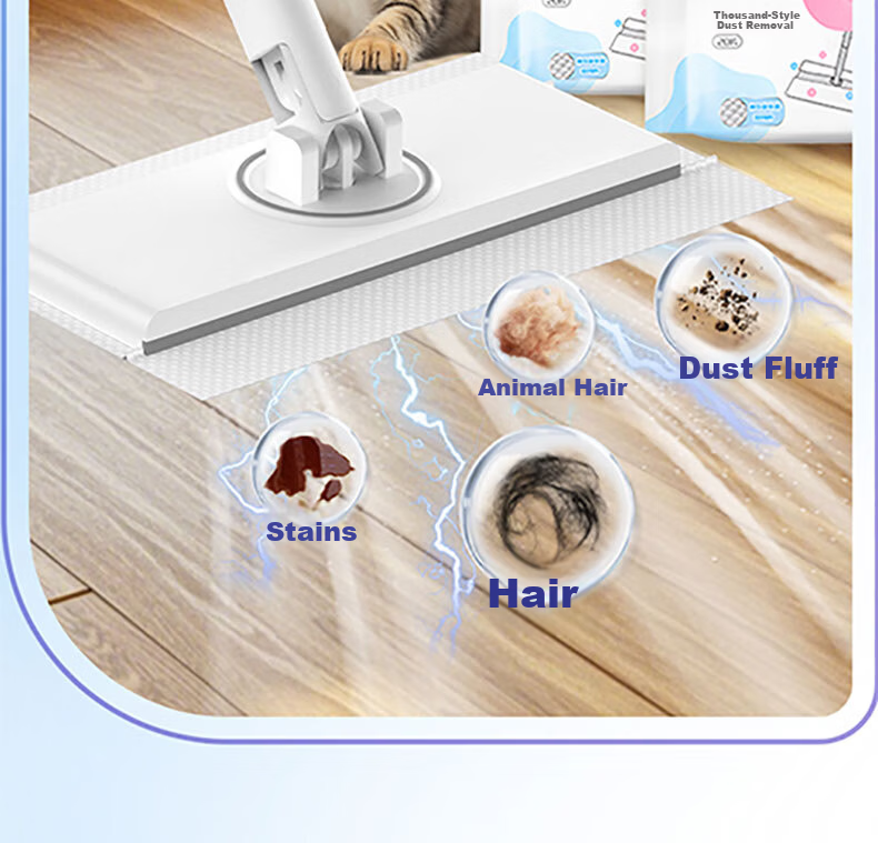 MIAOJIE Flat Mop Cloth, 20 Pieces of Wet Classic Dust Removal Paper, No Trace Replacement Pack, New And Old Packaging Randomly Sent 8