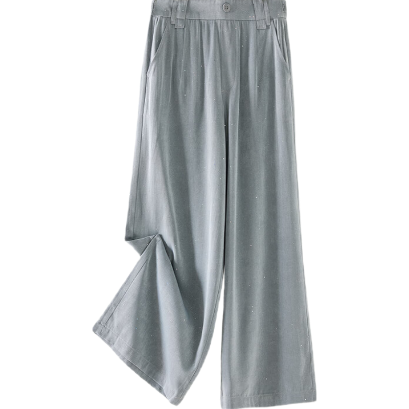 LangSha Soft Denim Starry Sky Pants for Women, Summer Tencel Linen Blazer Casual Versatile Lazy Style High-Waist Straight-Leg Trousers