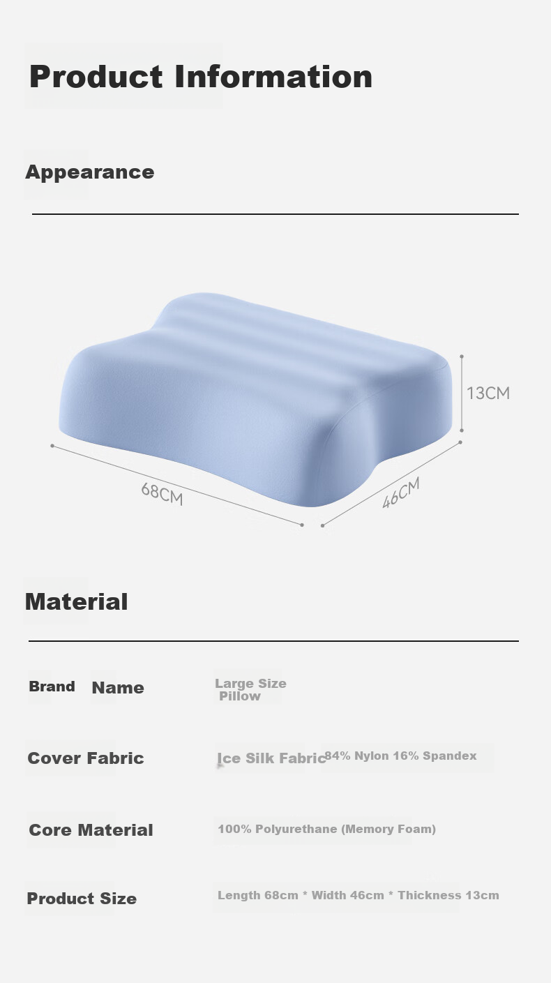 Yuzhaolin High Pillow Memory Foam for Fitness and Overweight People, Extra Tall and Large, Non-Collapsing, Shoulder Width Fit, Side Sleeping Cervical Support Pillow 8