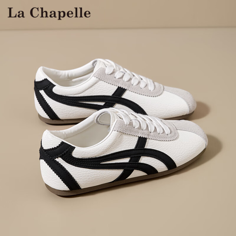 La Chapelle Women's Casual Shoes New Soft Sole Low-top Simple Sports Sneakers 1171 Black Size 36