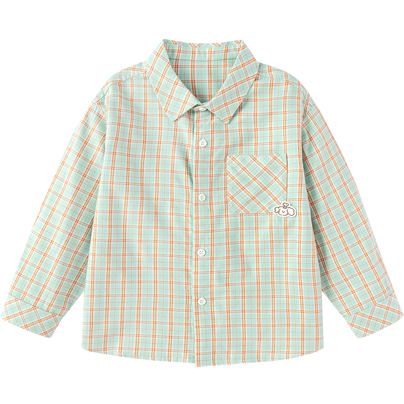 Balabala Kids Long Sleeve Shirt Boys and Girls 2026 Spring Autumn Plaid Top [Mall Same Style]
