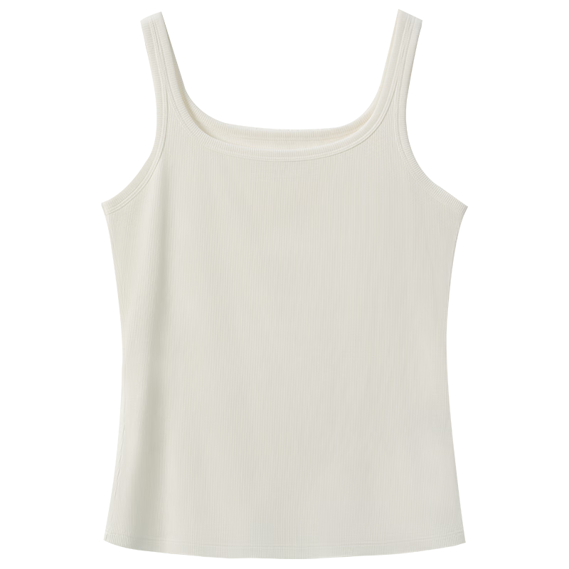 MiiOW Cool Ribbed Women's Basic U-Neck Tank Top High Elastic Breathable Skin-Friendly Slim Fit Sleeveless Layering Shirt
