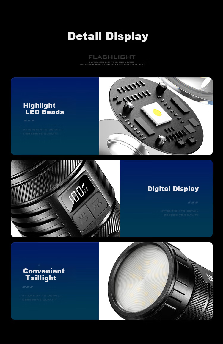 SupFire High-Power Flashlight Long Battery Life Outdoor Survival Ultra-Bright Lumen Home Outdoor Lighting Emergency Long-Range Spotlight 15