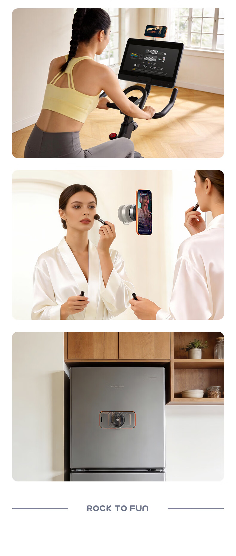 ROCK Doraemon Electric Suction Cup Magnetic Phone Holder, Car Navigation Dashboard Vacuum Suction Foldable Telescopic Universal Multifunctional Bedside Desktop Live Streaming Support Stand 10
