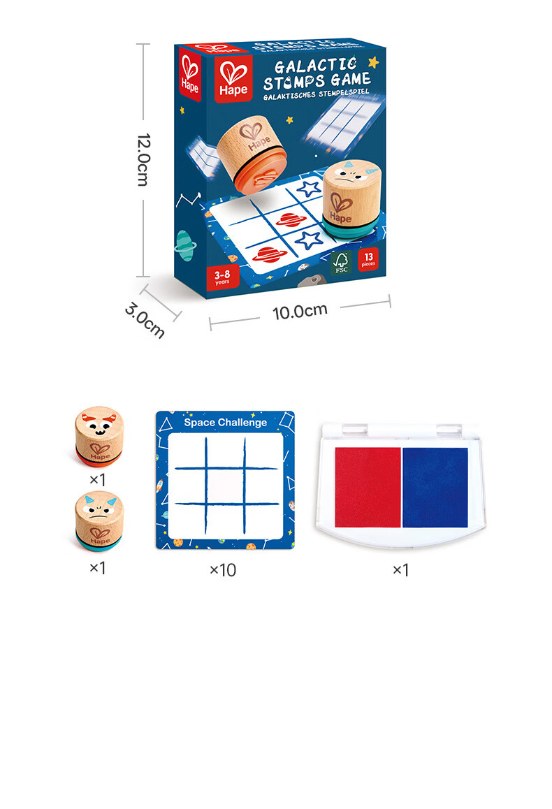 Hape (Germany), Educational Battle Toy for Children Aged 3-8, Quick-Drying Wooden Tic-Tac Game with Fun Stamps E6617 11