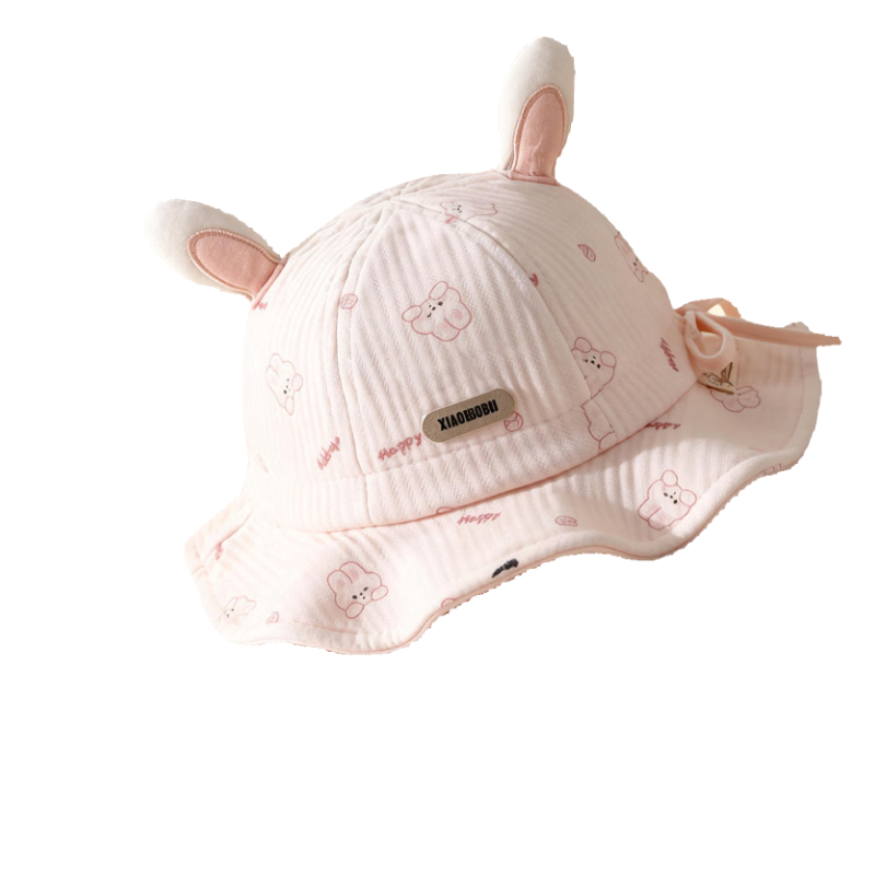 Aibao Baby Hat Spring Autumn Infant Fisherman Hat Boys Girls Sun Hat Pink Rabbit T156
