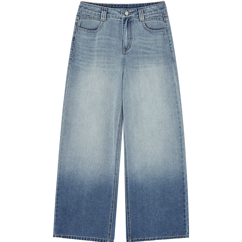 Demana Cotton Soft New Fluff Spring Retro Hand-Washed Gradient Design Straight Wide-Leg Slimming High-End Jeans for Women