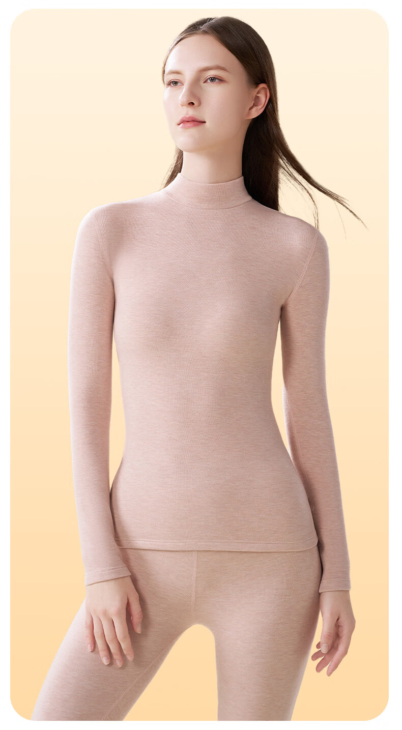 Miiow Women's Cashmere Silk Thermal Underwear Set 2025 Autumn Winter New High Neck Top and Bottom Warm Suit 14