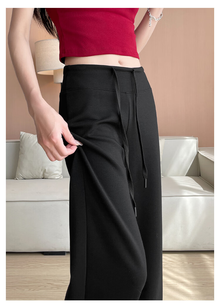Modal Gray Women's Sweatpants 2026 Spring Summer New High Waist Slim Straight Narrow Casual Wide-Leg Joggers 16