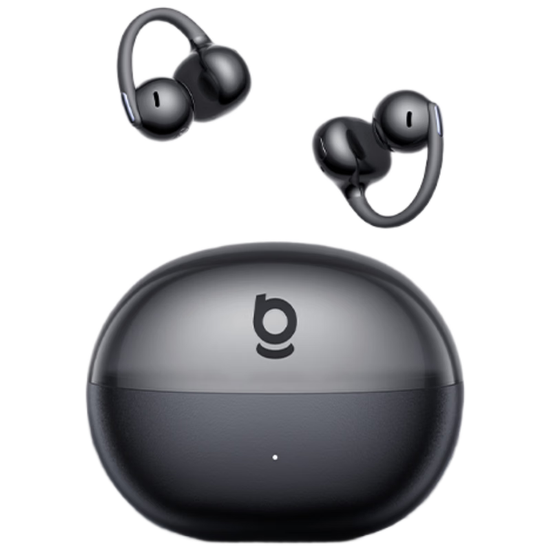 BASEUS MC2 Air AI Translation Bluetooth Ear Clip Open-Ear Sports Noise-Cancelling Headset for Huawei and Apple Phones, Cloud Dusk Black