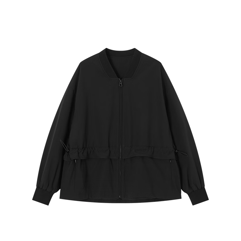 Demana [Three-Proof Black Technology] Spring Outdoor Wind Ribbed Collar Drawstring Sleeve Tab Petite Waist-Cinching Women's Jacket