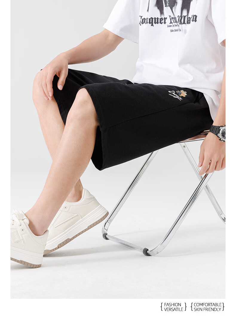 Baleno Summer Men's Pure Cotton Casual Loose Breathable Sweat-Absorbing Five-Point Shorts Trendy Versatile Simple Student Casual Pants 6