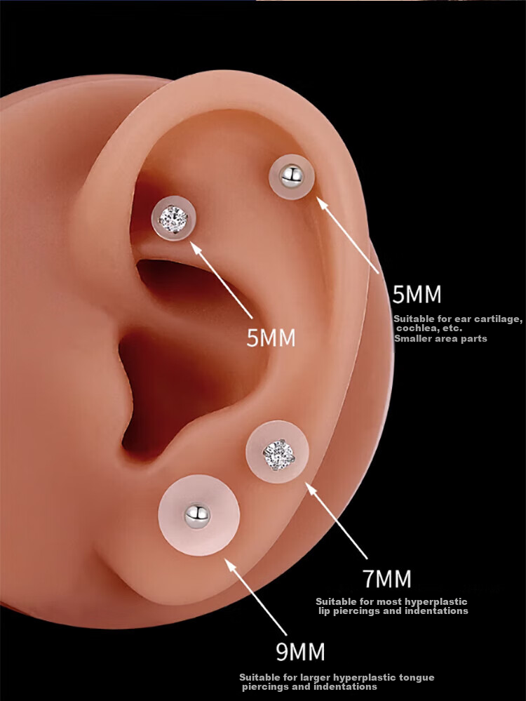 Gemon Half Bead F136 Titanium Alloy Stud Earrings Non-Titanium Steel Ear Studs Ear Care Sleep-Friendly No-Removal Ear Studs Ear Bars 4
